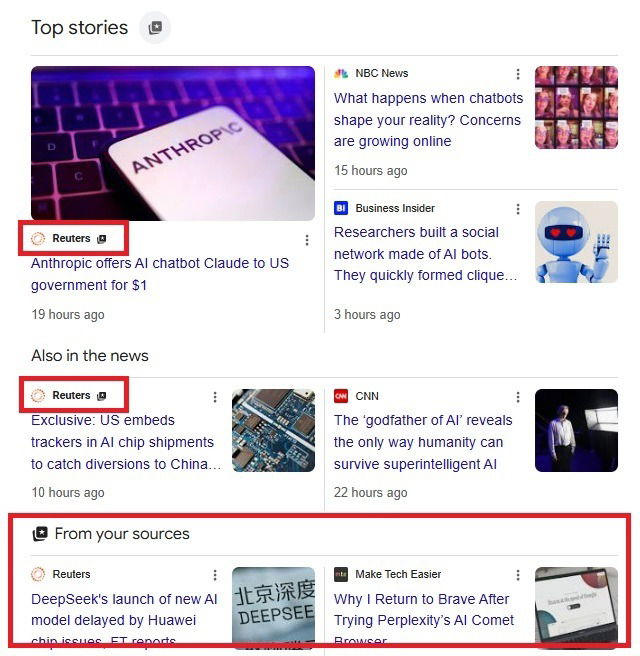 Verifica dell'icona delle fonti preferite.