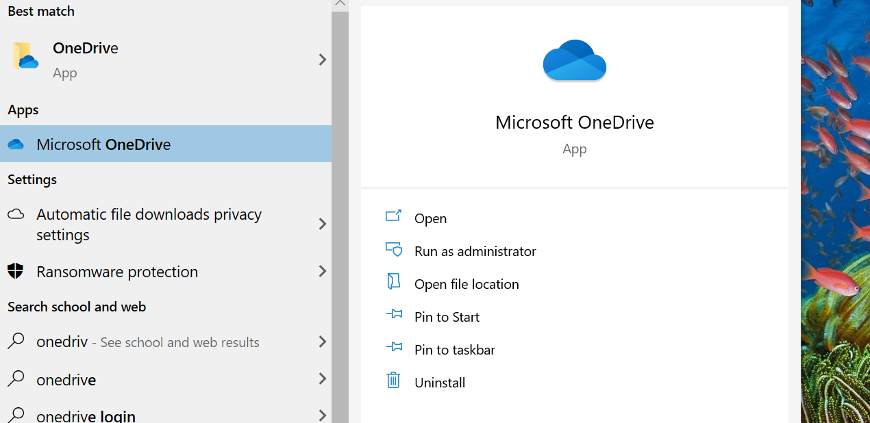 Закрепление OneDrive на панели задач