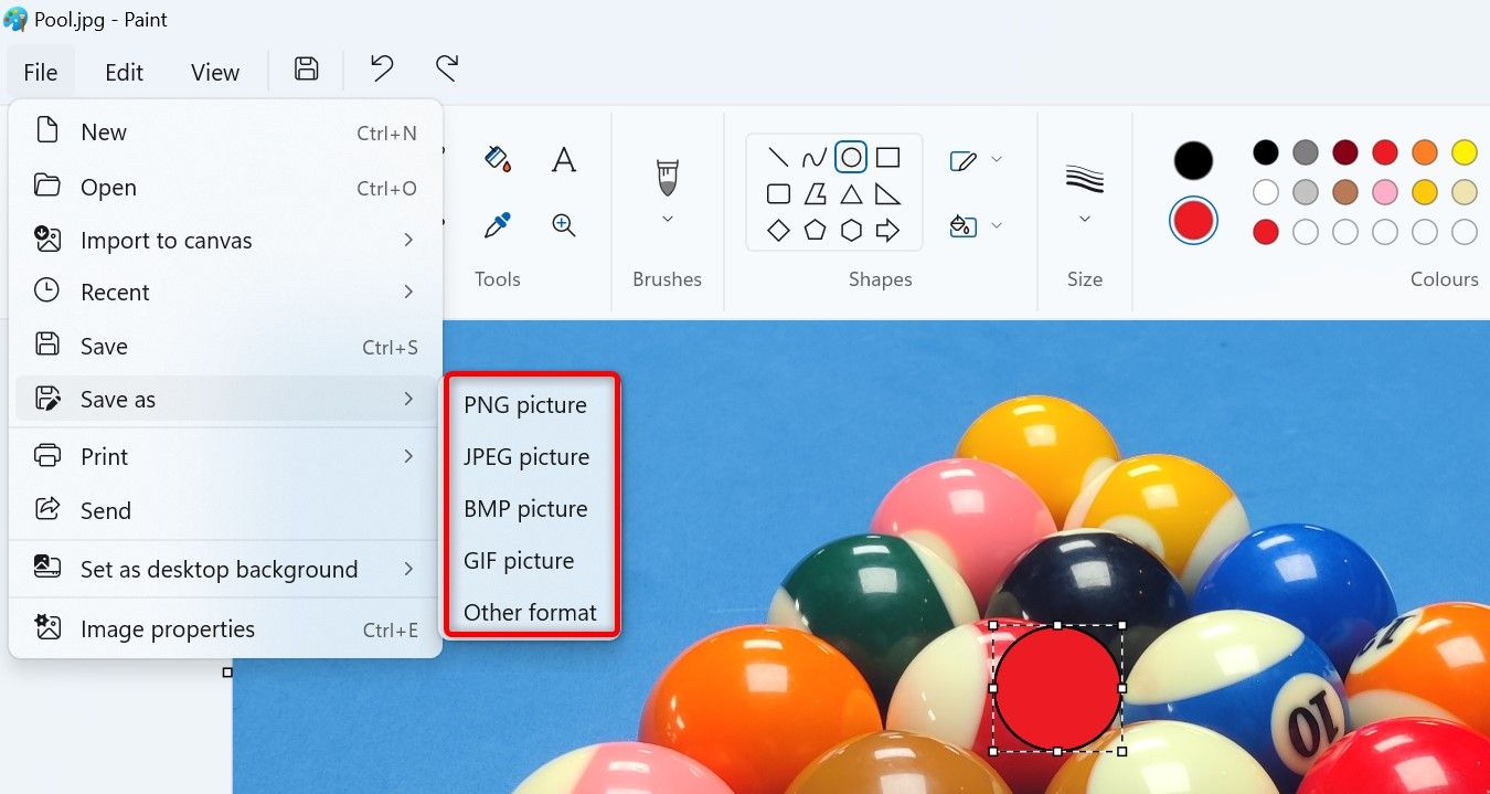 Файл > Сохранить как в Paint