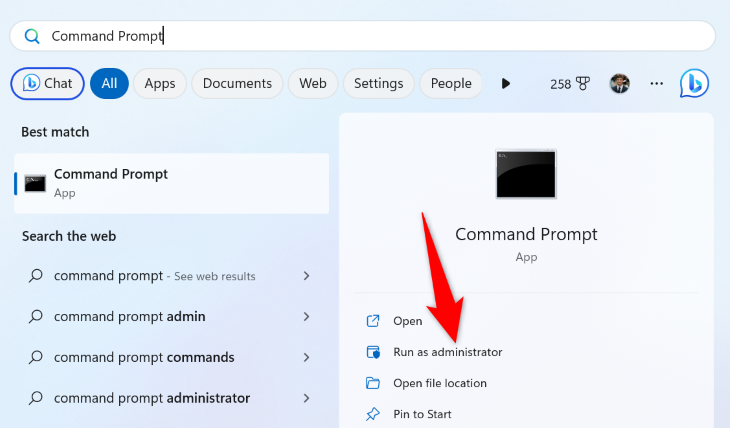 Выберите «Запуск от имени администратора».