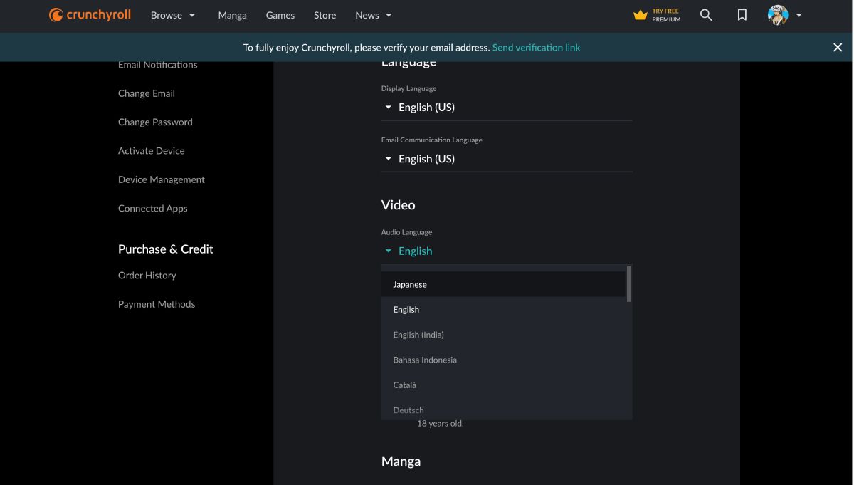 Выбор языка озвучки на видео
