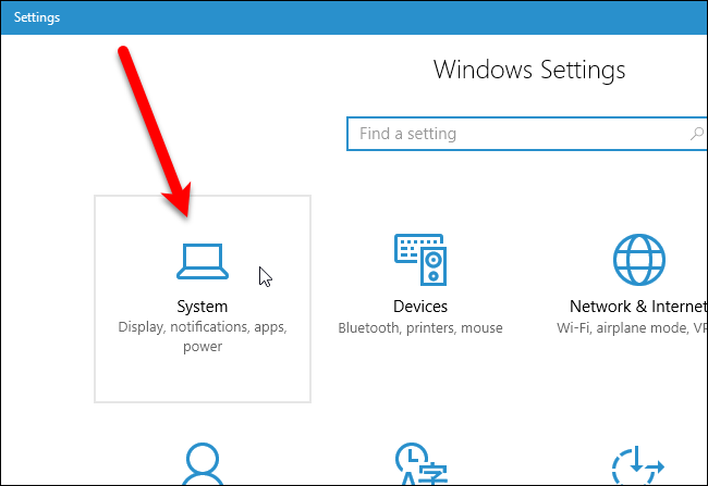Выберите Система в настройках
