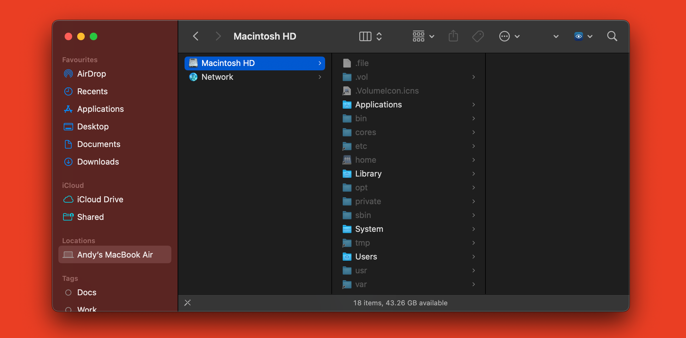 Скрытые файлы и папки видны в Finder macOS.