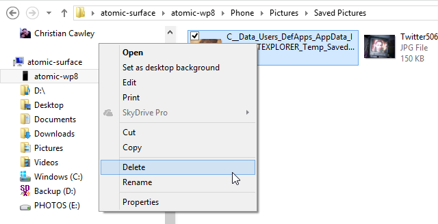 Просмотр содержимого телефона в Проводнике Windows для удаления файлов.