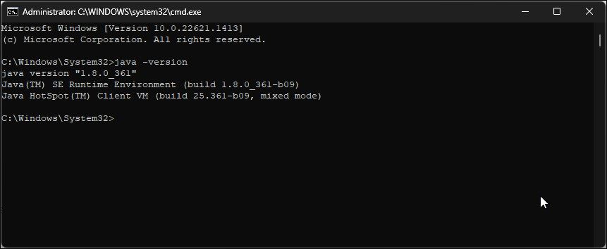 Проверка установки Java в командной строке