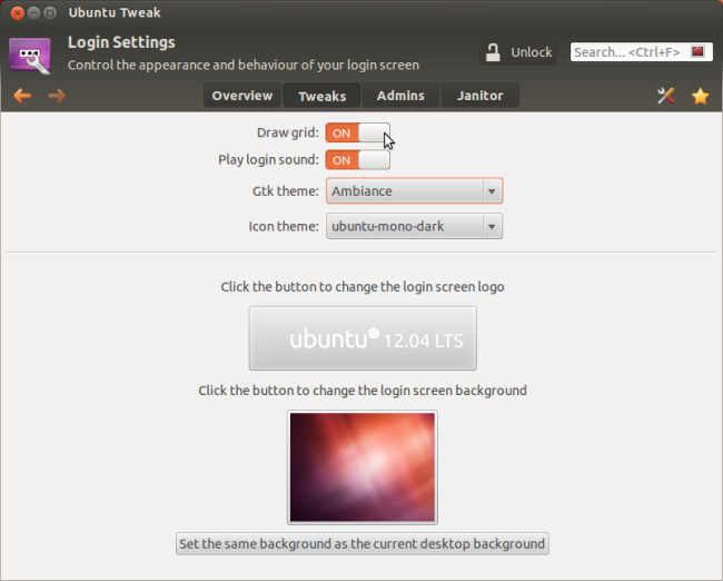 Параметры экрана входа Unity Greeter и LightDM