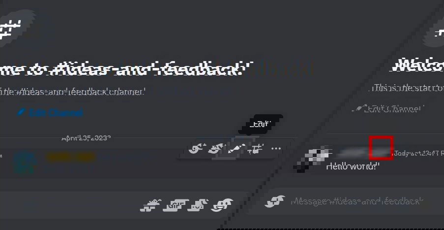 Редактирование сообщения в приложении Discord на ПК.