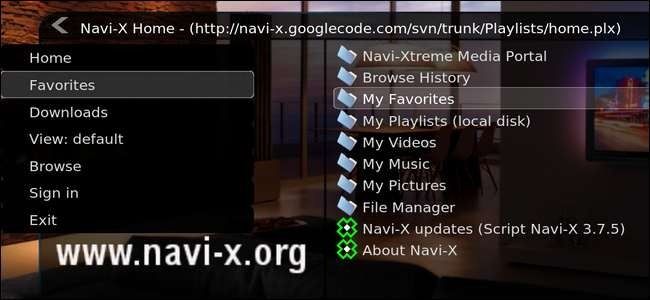 Меню выхода с опцией входа в учётную запись Navi‑X