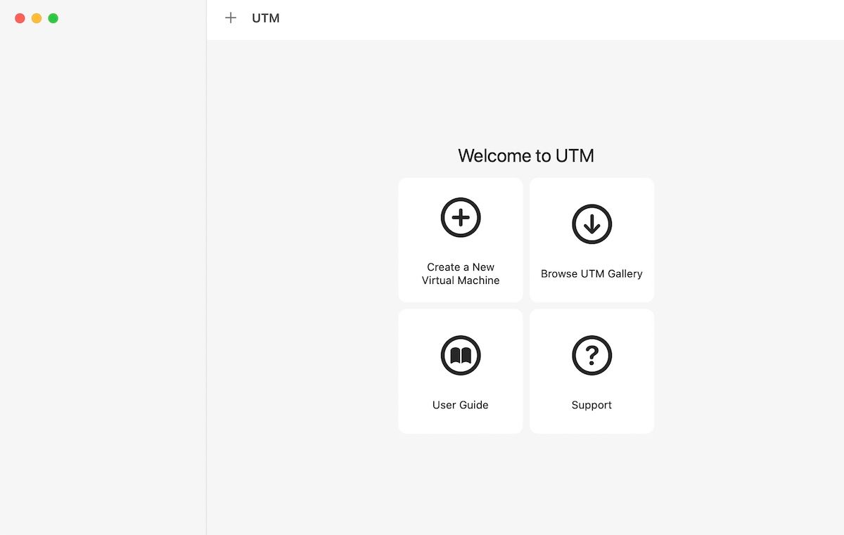 UTM интерфейс создания ВМ