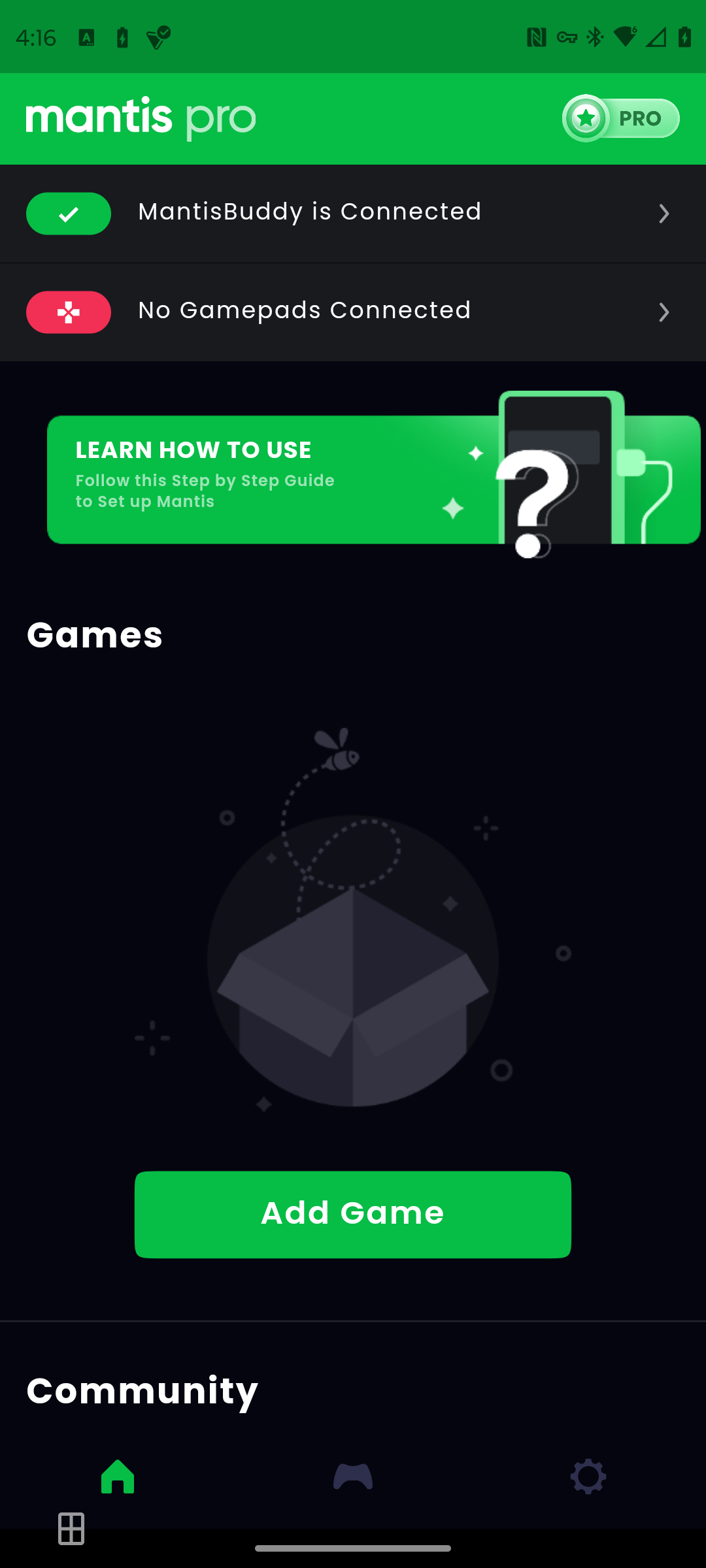 Mantis просит вручную добавить игры перед применением сопоставления.