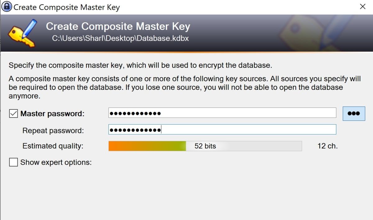 Оценка сложности мастер-пароля (битовая оценка)