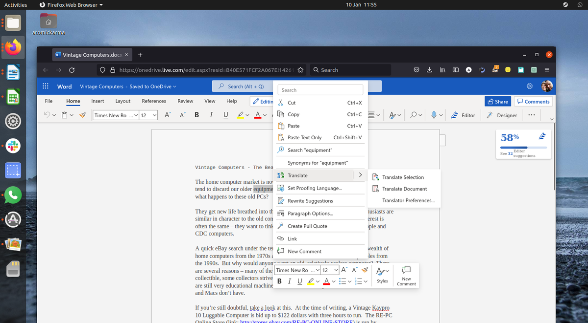 Запуск Microsoft Word в браузере на Ubuntu