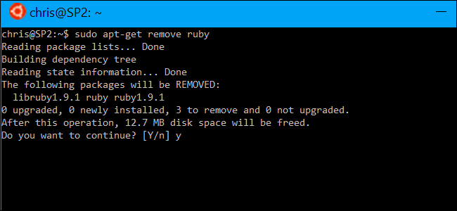 Удаление пакета и очистка неиспользуемых зависимостей