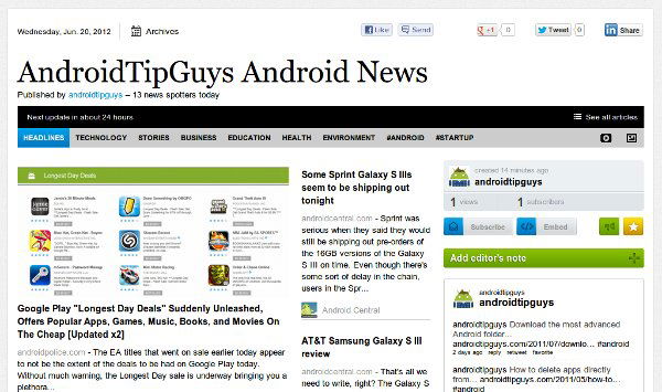 Пример готовой страницы‑выпуска Paper.li с тематическим содержимым