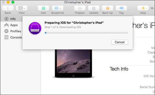 Управление устройством в Apple Configurator