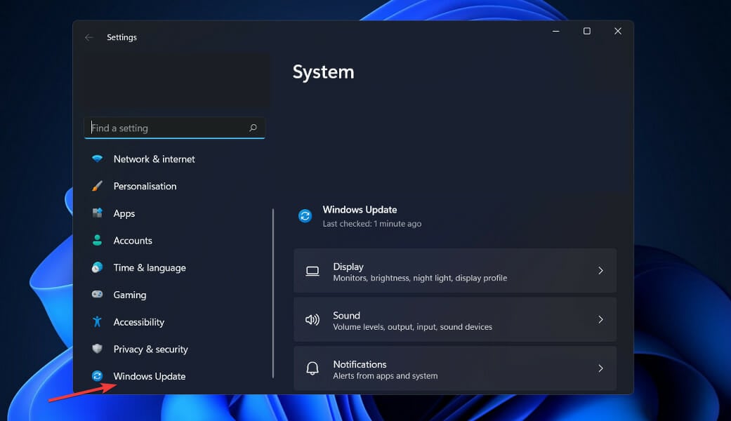 Параметры «Обновление Windows» в Настройках