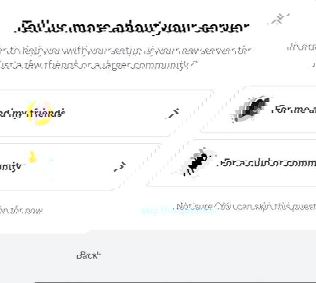 Окно добавления участников при создании сервера