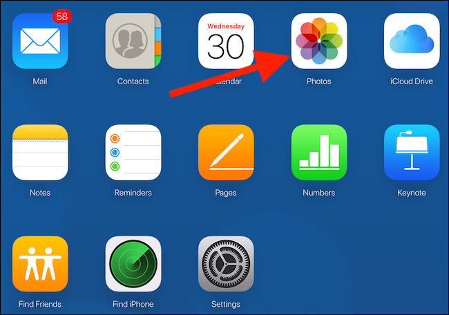 Иконка «Фото» на iCloud.com
