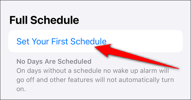 Установите дни недели, время сна и подъёма для первого расписания