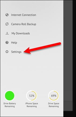 Открытие настроек безопасности SanDisk Connect