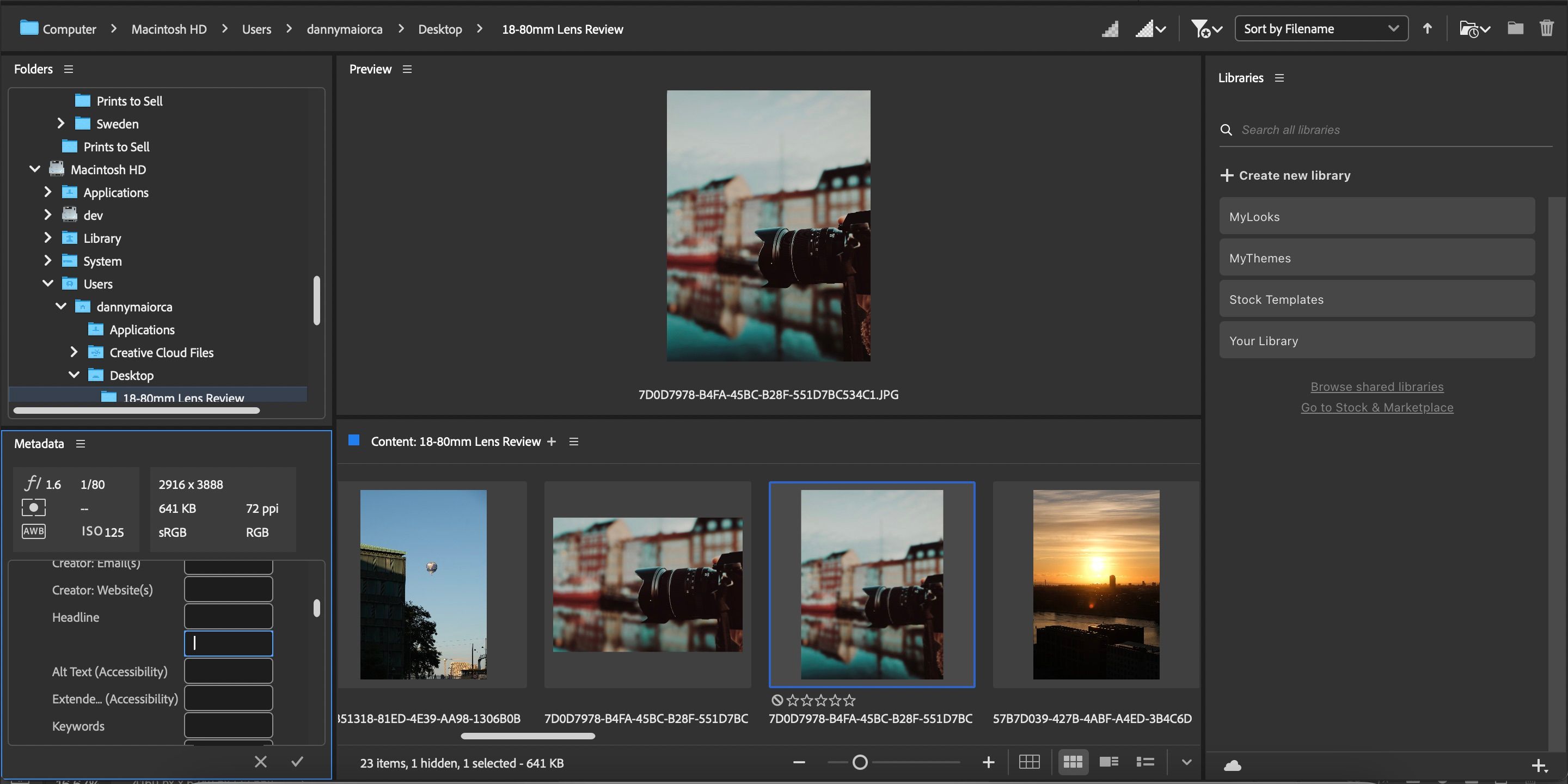 Редактирование метаданных в Adobe Bridge