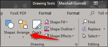 Кнопка Упорядочить в PowerPoint