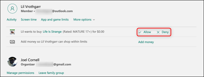 Запросы на одобрение приложений в Microsoft Family Group