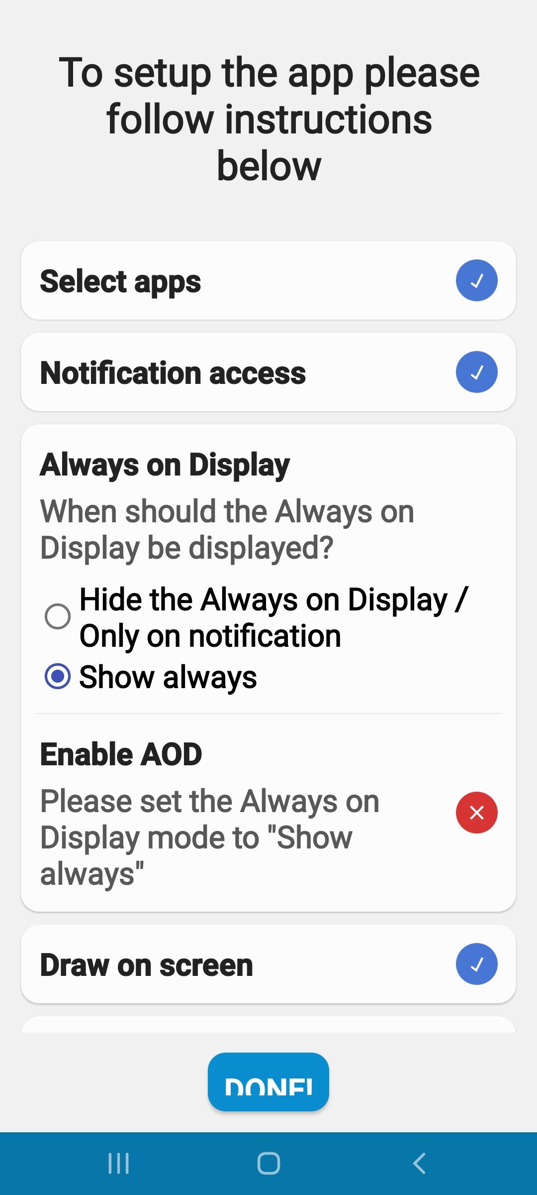 aodNotify — процесс настройки на Samsung