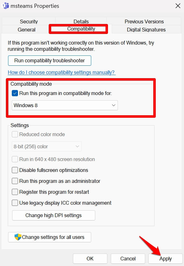 Режим совместимости для Microsoft Teams