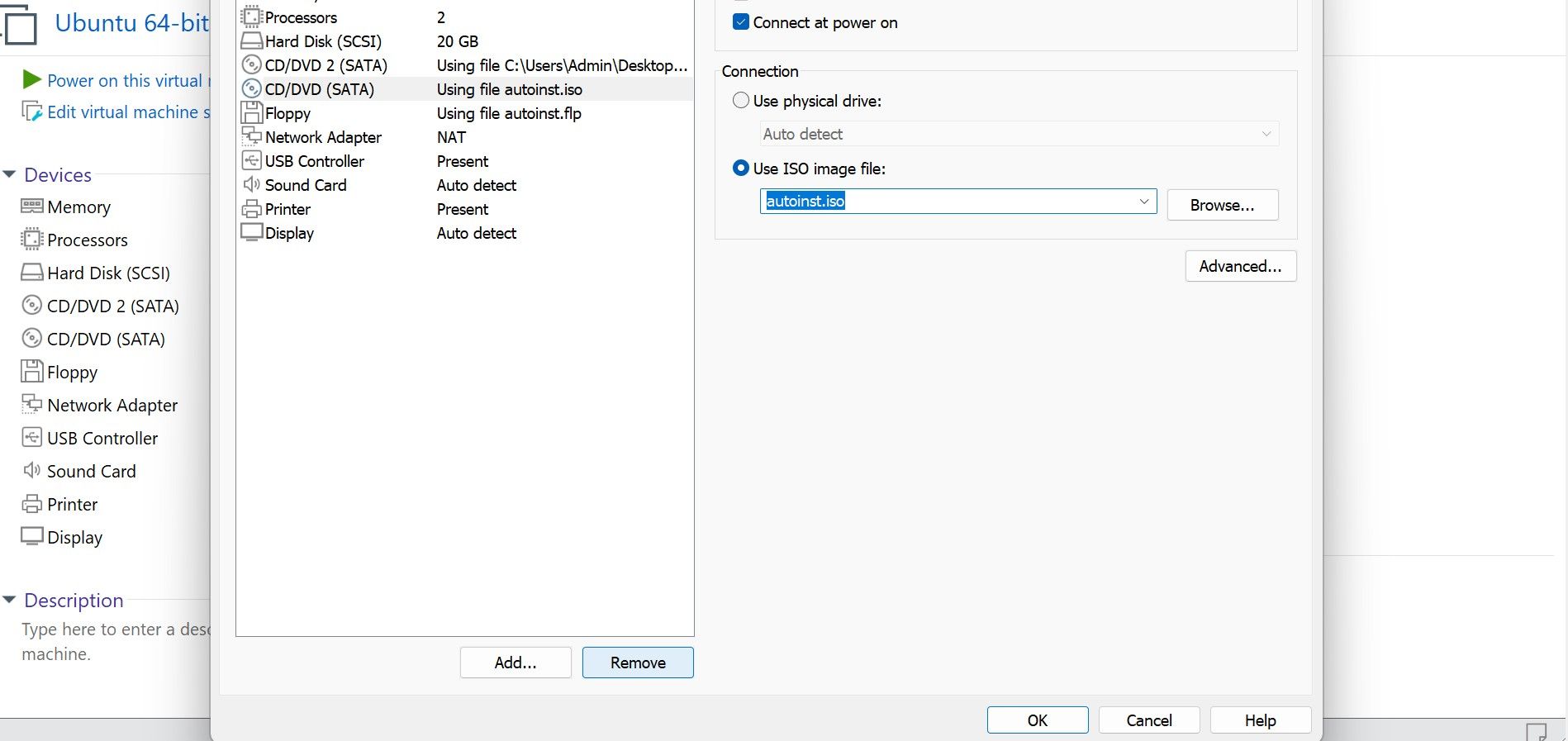 Remove autoinst.iso file