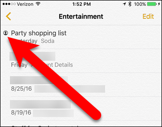 Совместная заметка отмечена значком человека в списке заметок