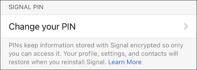 Экран изменения PIN в Signal