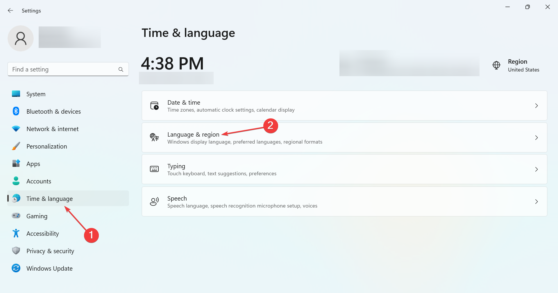 Параметры Время и язык в Windows 11