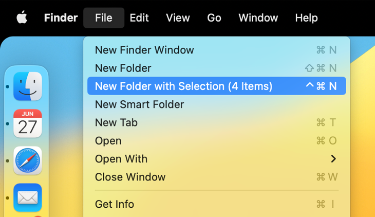 Create a new folder using your selection of files