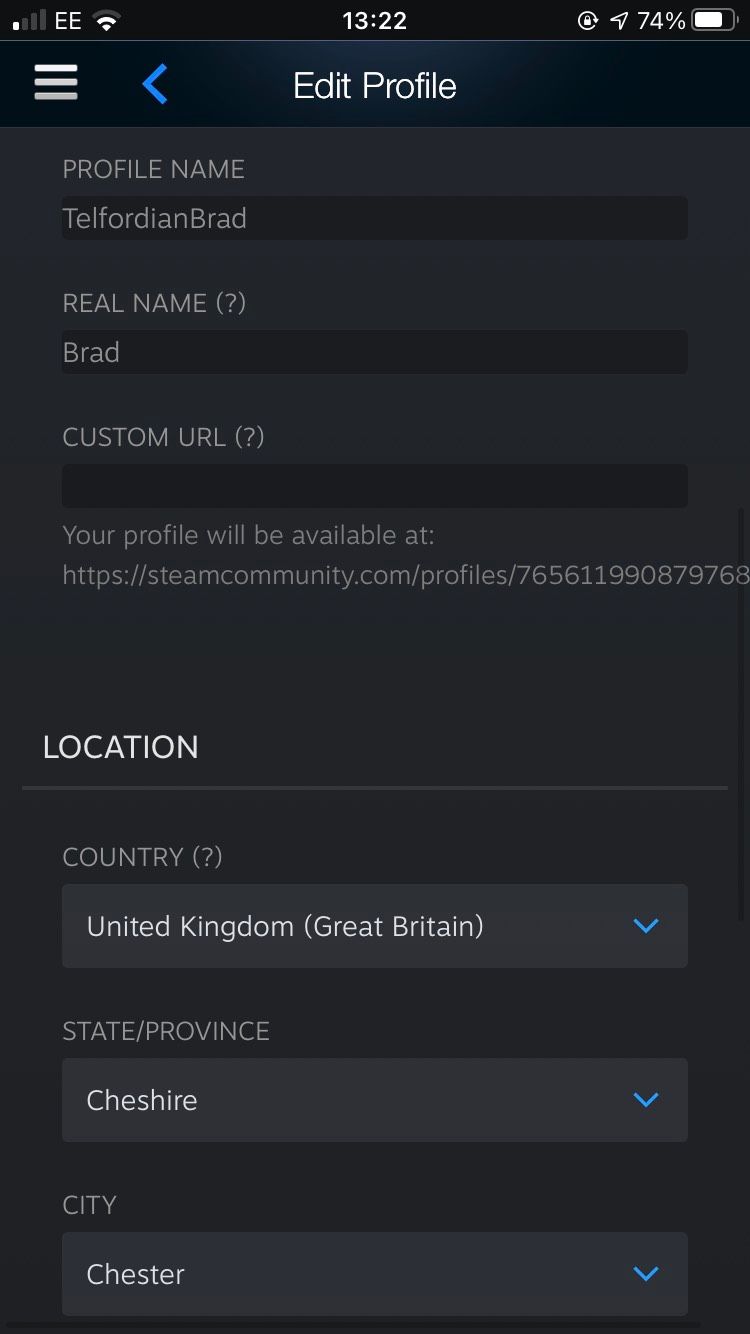 steam app edit profile