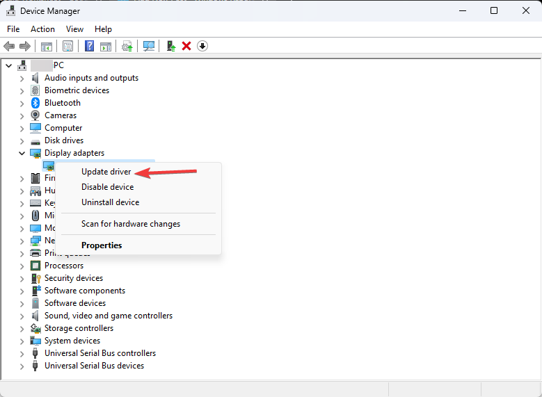 Обновление драйвера видеокарты через диспетчер устройств