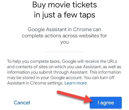 подтверждение использования Assistant в Chrome для покупки