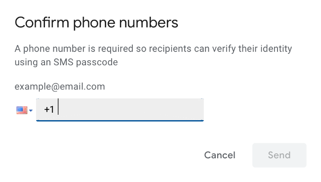 Указание номера мобильного для SMS-проверки в Gmail