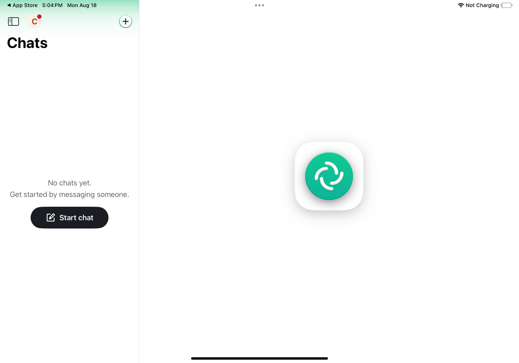 Планшет с открытым чатом Element