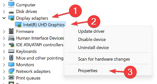 Свойства адаптера дисплея в Диспетчере устройств