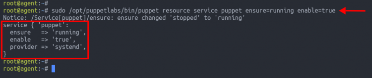 Вывод puppet resource service puppet ensure=running enable=true