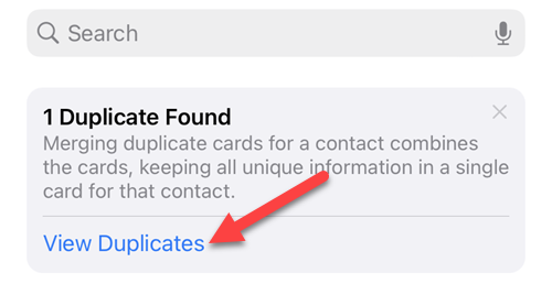 Сообщение о найденных дубликатах с кнопкой Просмотреть дубликаты.