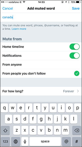Добавление нового слова для фильтрации на мобильном