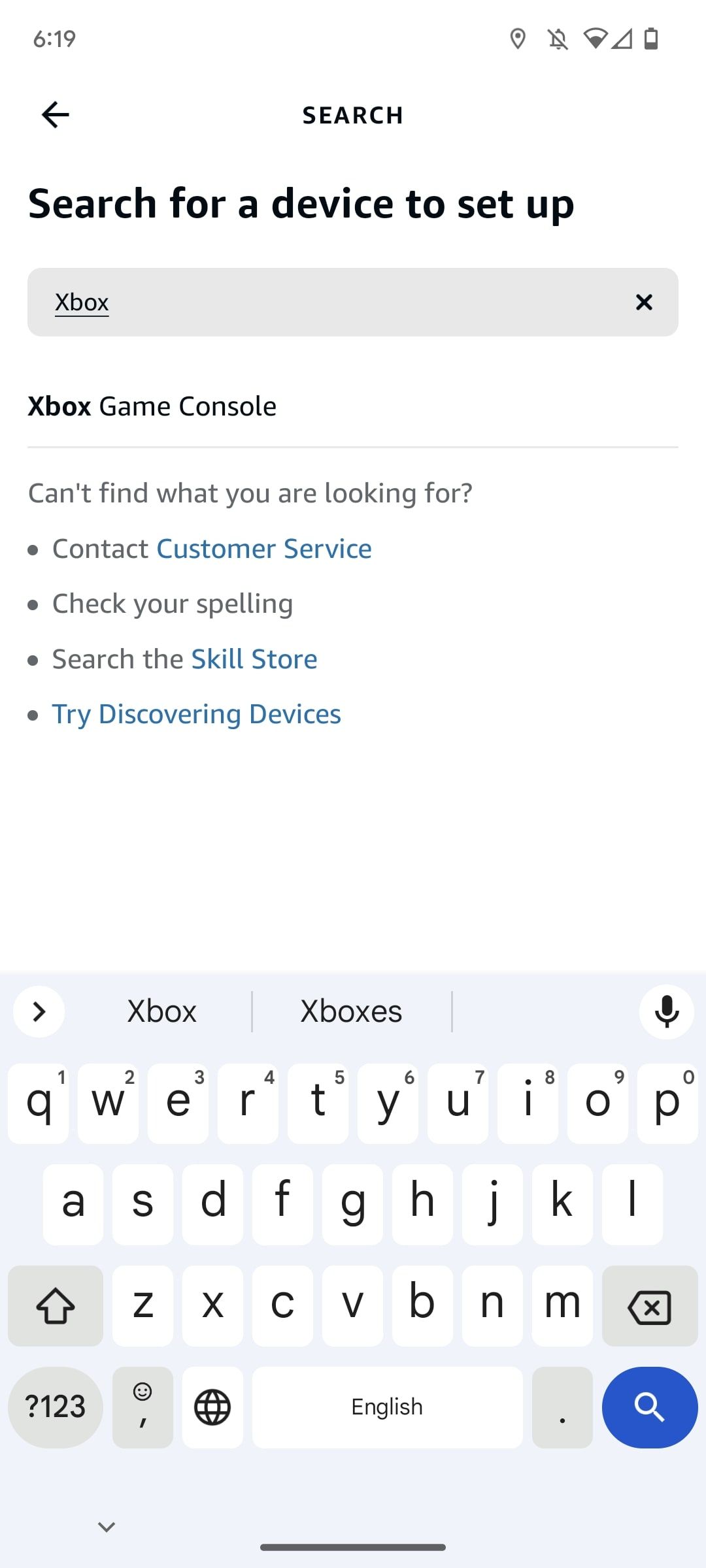 поиск устройства в приложении Alexa