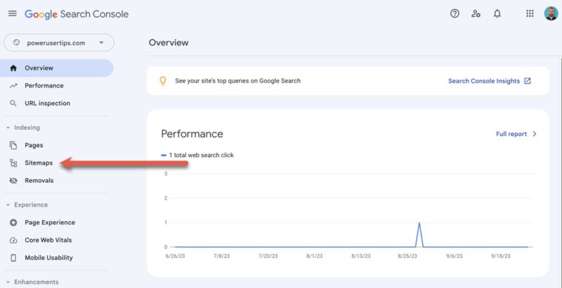 Раздел «Sitemaps» в Google Search Console
