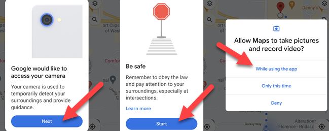 Следуйте подсказкам, чтобы разрешить доступ к камере.
