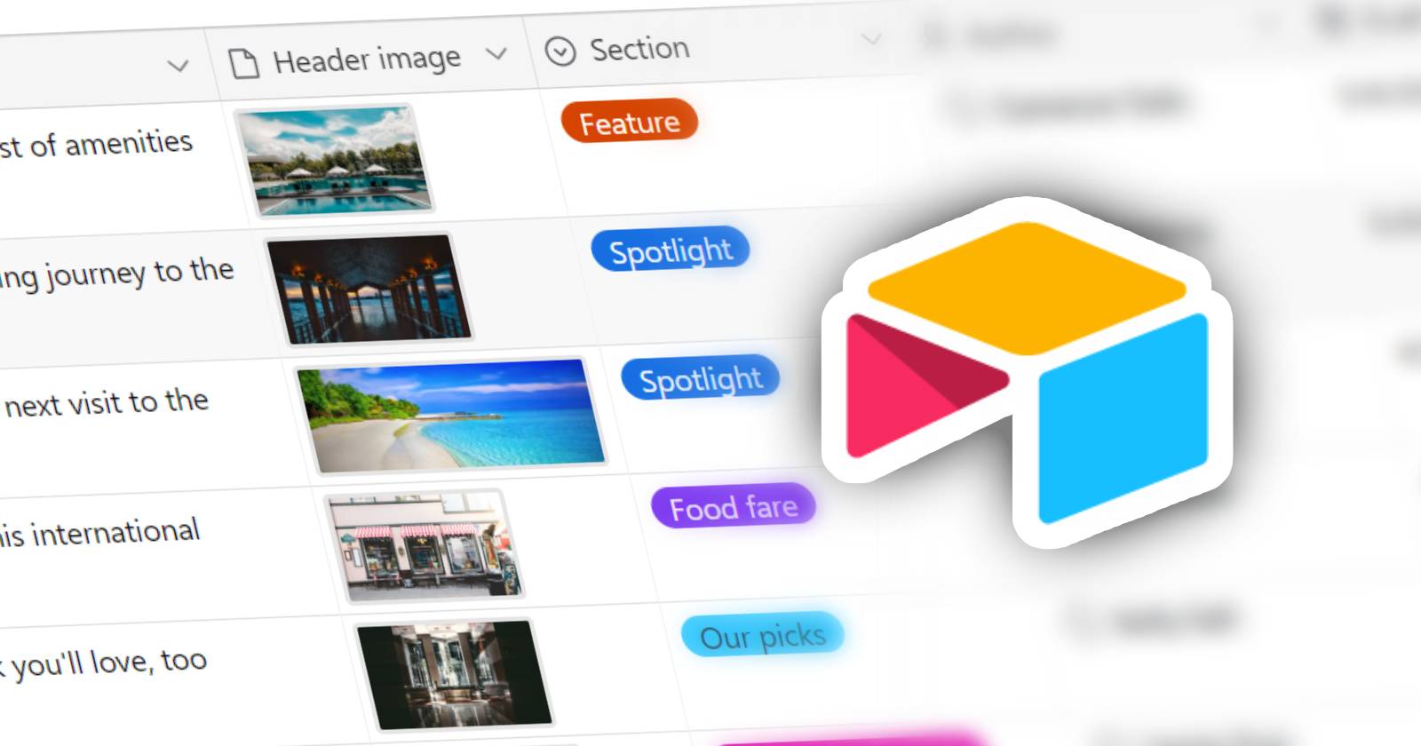 Поле вложения в Airtable, отображаемое в виде миниатюр и превью файла