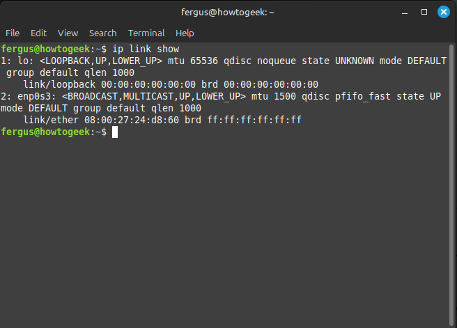 Вывод команды ip.
