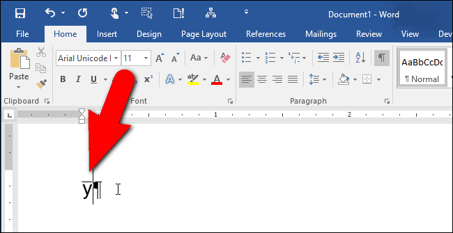 y с горизонтальной чертой (комбинирующая надчерта U+0305)