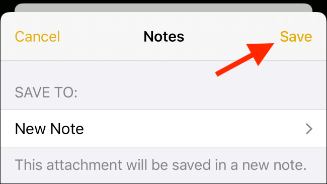 Нажмите Сохранить после выбора опции новой заметки